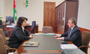 Владимир Делба встретился с торговым представителем РФ в Абхазии Залиной Кобесовой
